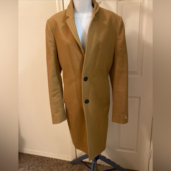 Zara Wool Blend Collared Classic  Camel Coat Medium - Picture 2 of 11